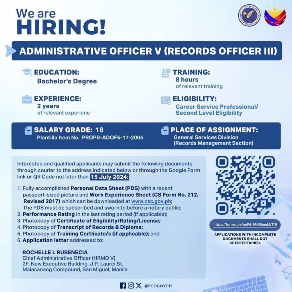 Office of the secretary hiring